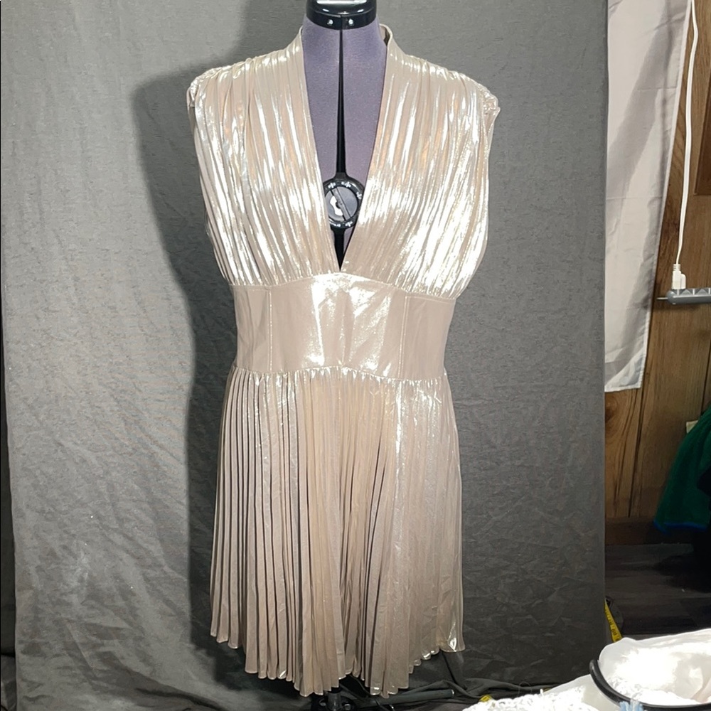 Banana Republic Gold Pleated Sheath Dress